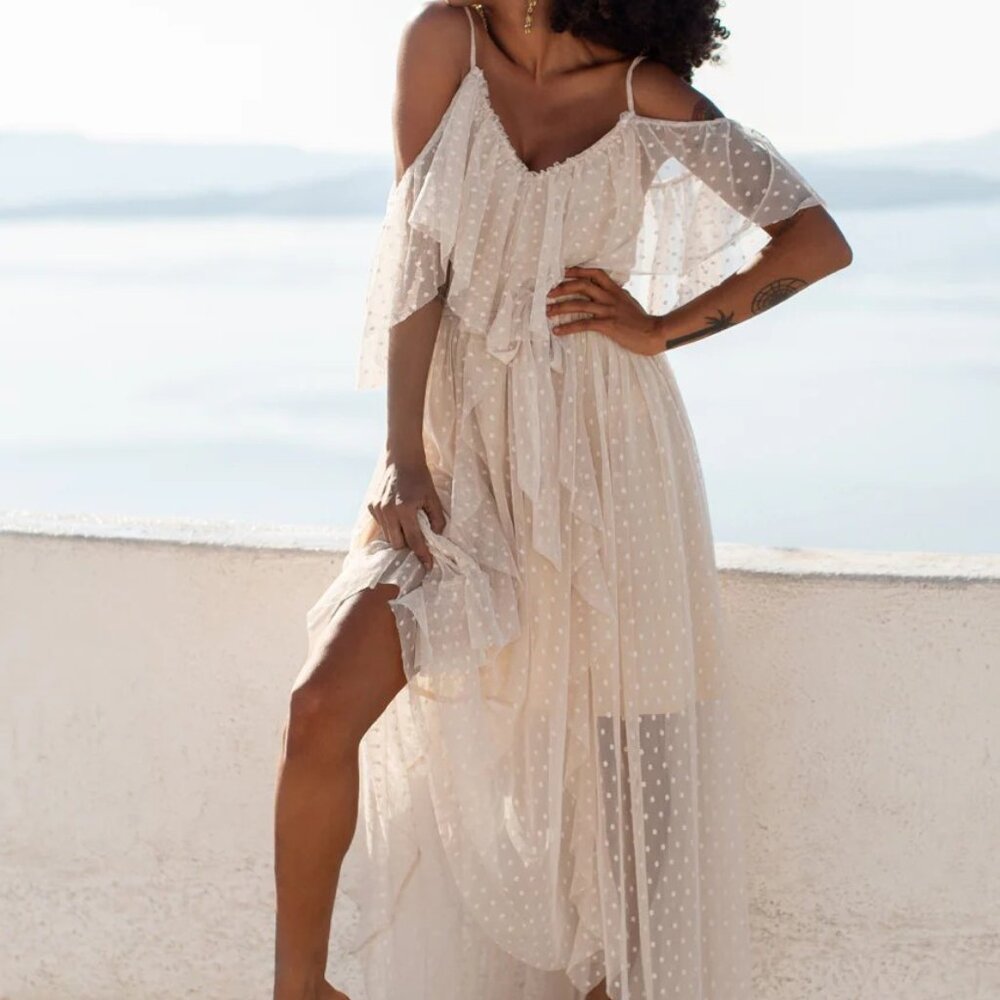 Joy Folie Lauryn Dress in Sand Small